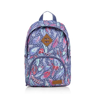 Girls' purple feather print backpack